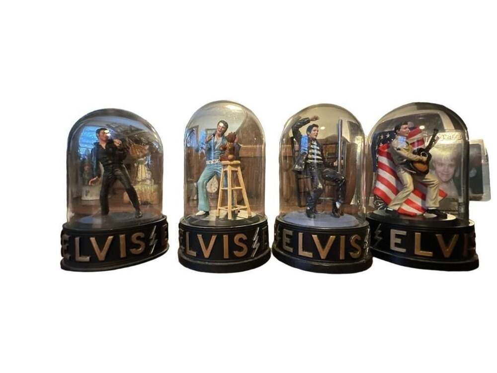 Franklin Mint Elvis The King Limited Edition Porcelain Figurine Dome Set